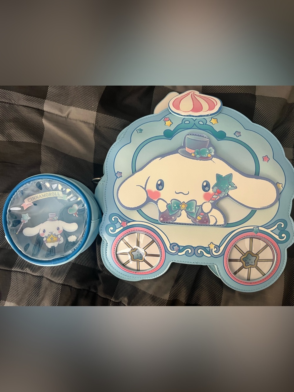 Sanrio Cinnamoroll Pastel Blue & Pink Carriage Crossbody Bag